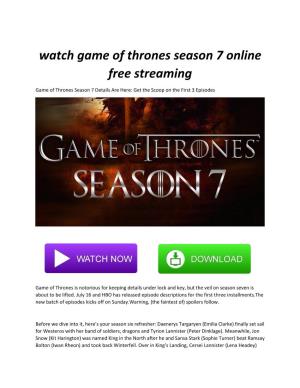 Watch Game of Thrones Season 7 Online Free Streaming