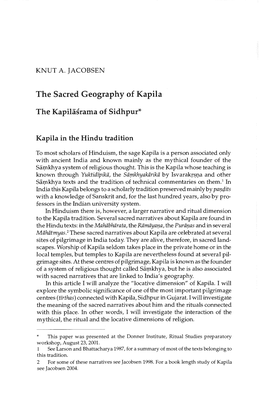 The Sacred Geography of Kapila the Kapilāśrama of Sidhpur*