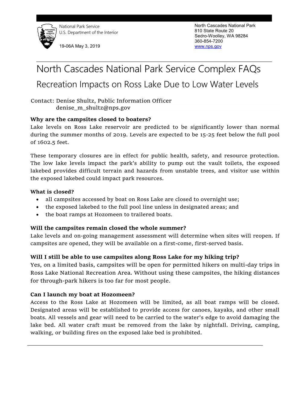North Cascades National Park Service Complex Faqs Recreation Impacts on Ross Lake Due to Low Water Levels