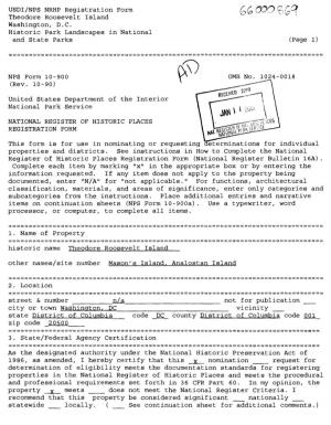 USDI/NPS NRHP Registration Form F^(& O&O $Qty Theodore Roosevelt