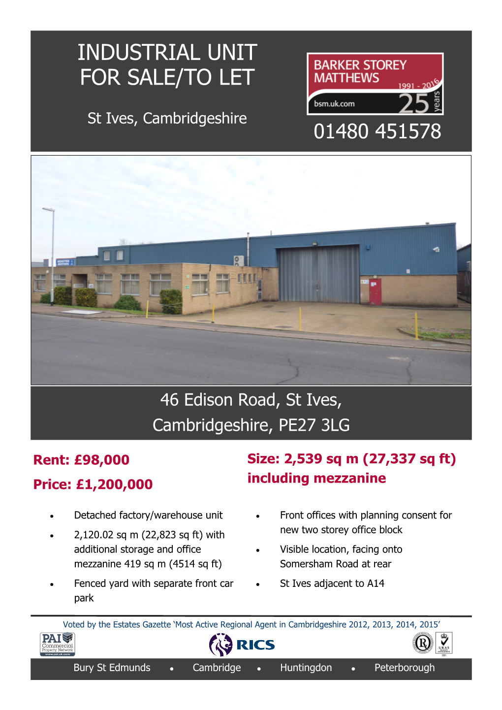 Industrial Unit for Sale/To Let