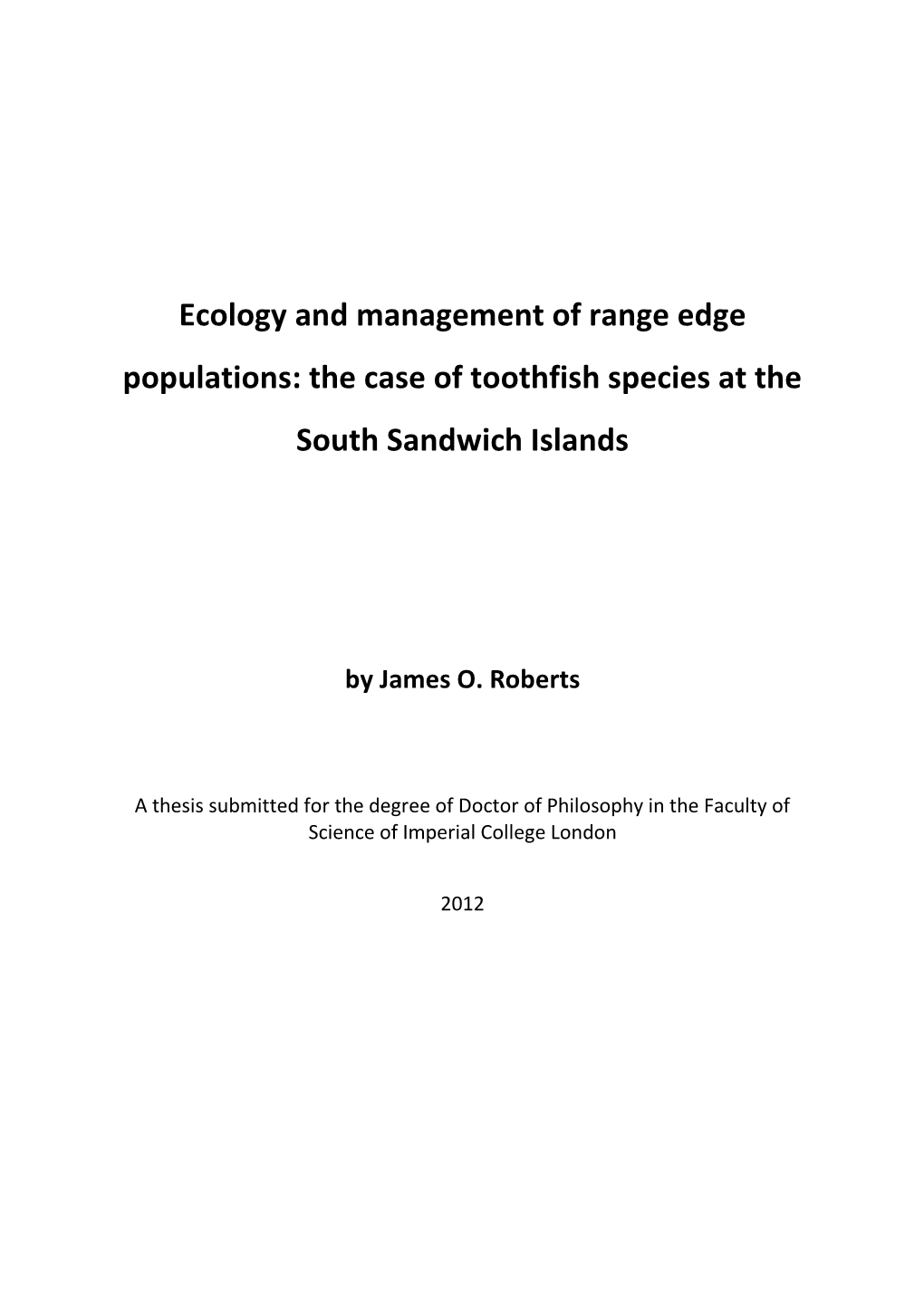 The Case of Toothfish Species at the South Sandwich Islands