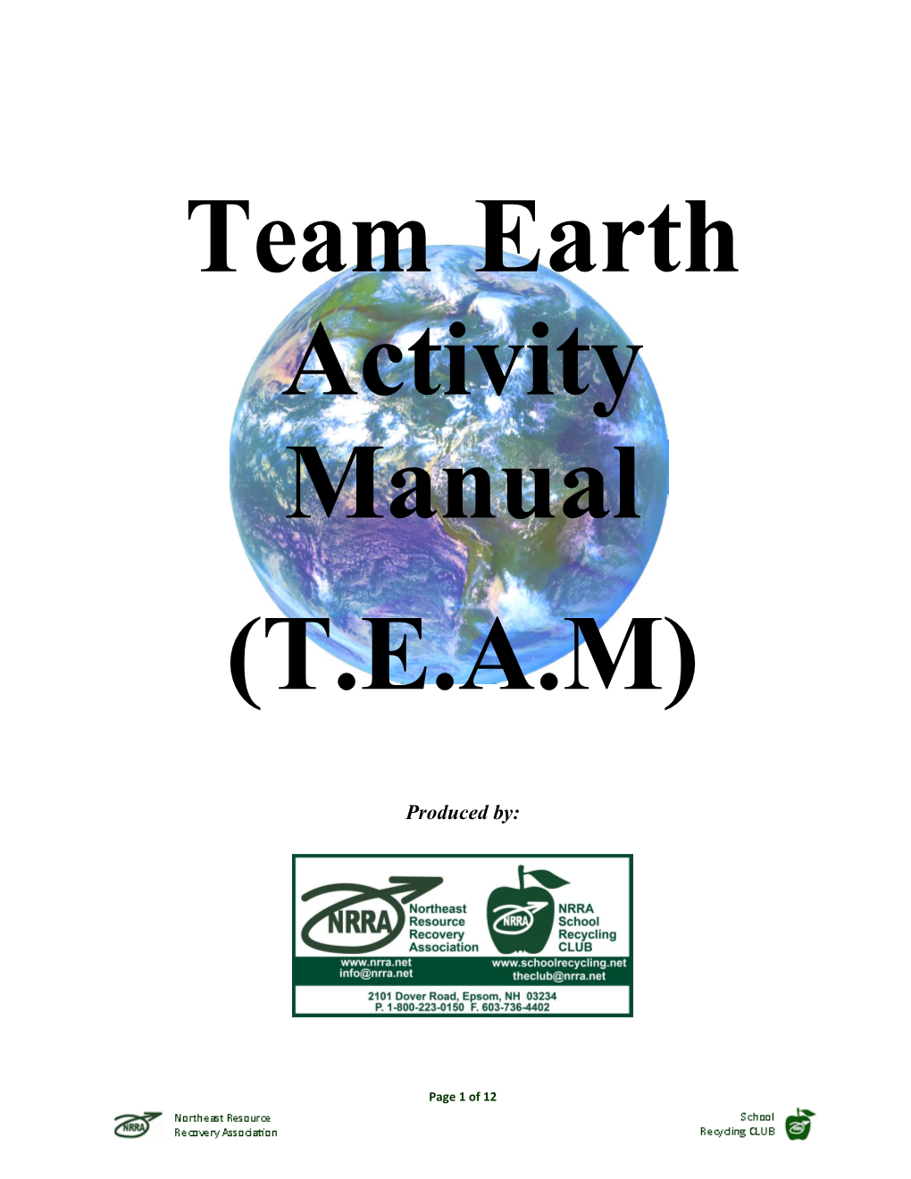 “Team Earth” Activity Manual