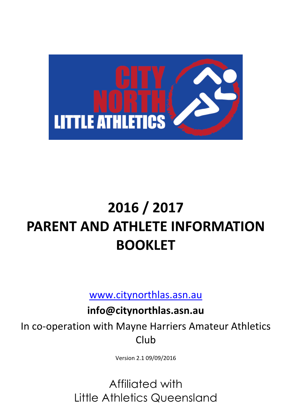 2016 / 2017 Parent and Athlete Information Booklet