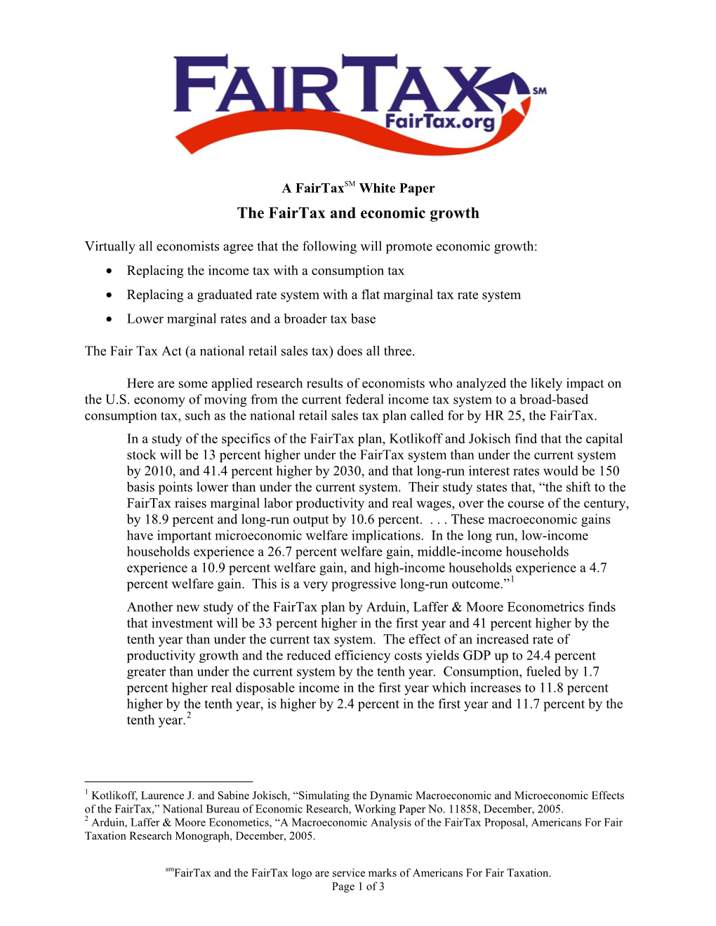 The Fairtax and Economic Growth