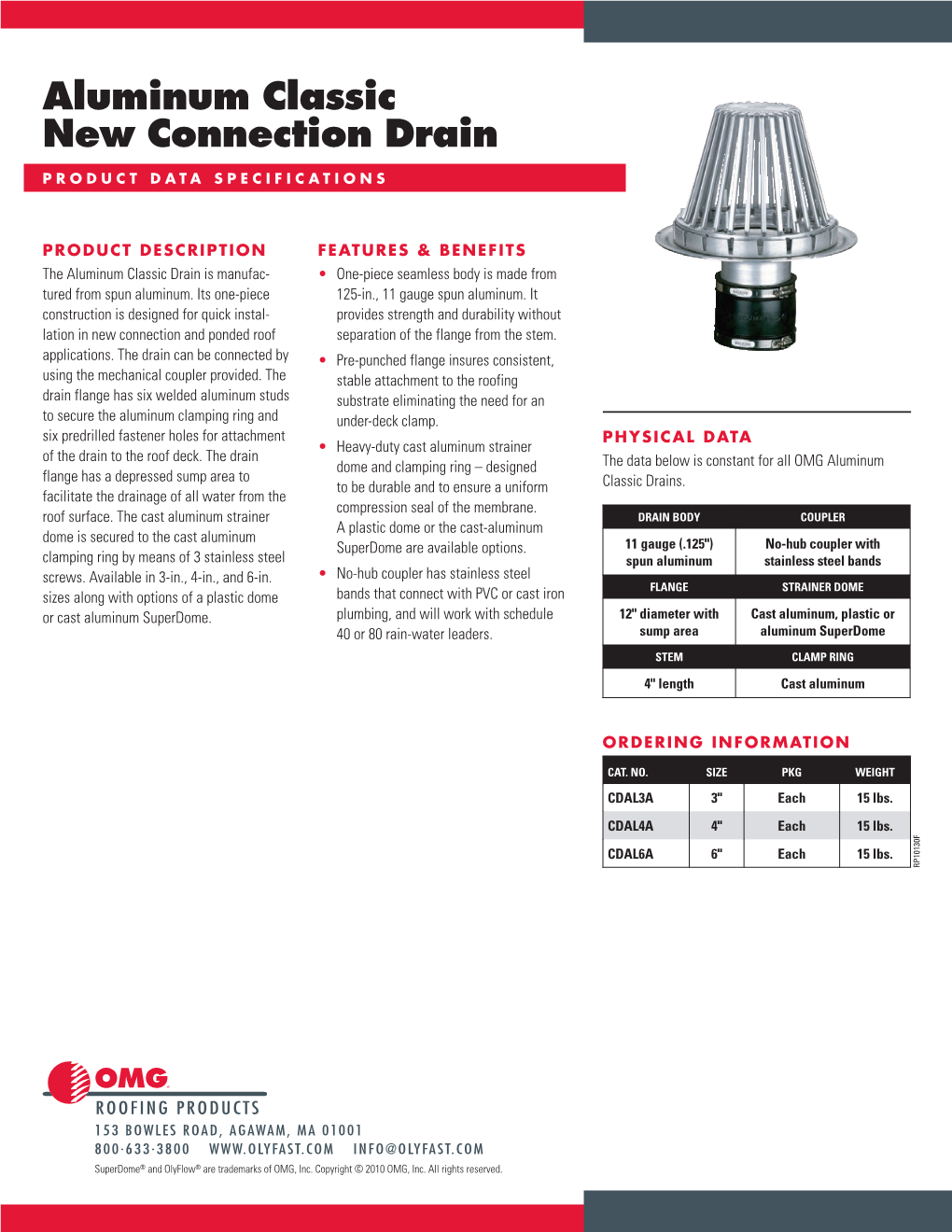 Aluminum Classic New Connection Drain