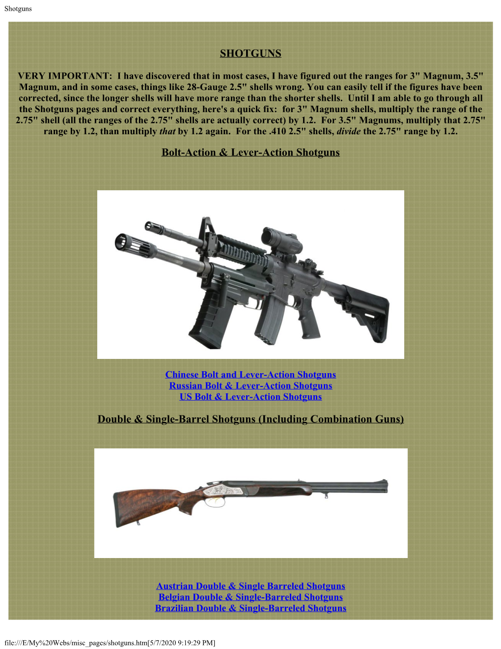 SHOTGUNS Bolt-Action & Lever-Action Shotguns Double