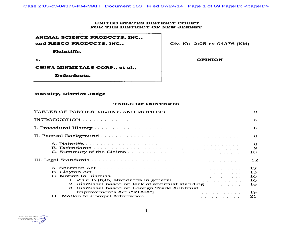 Case 2:05-Cv-04376-KM-MAH Document 163 Filed 07/24/14 Page