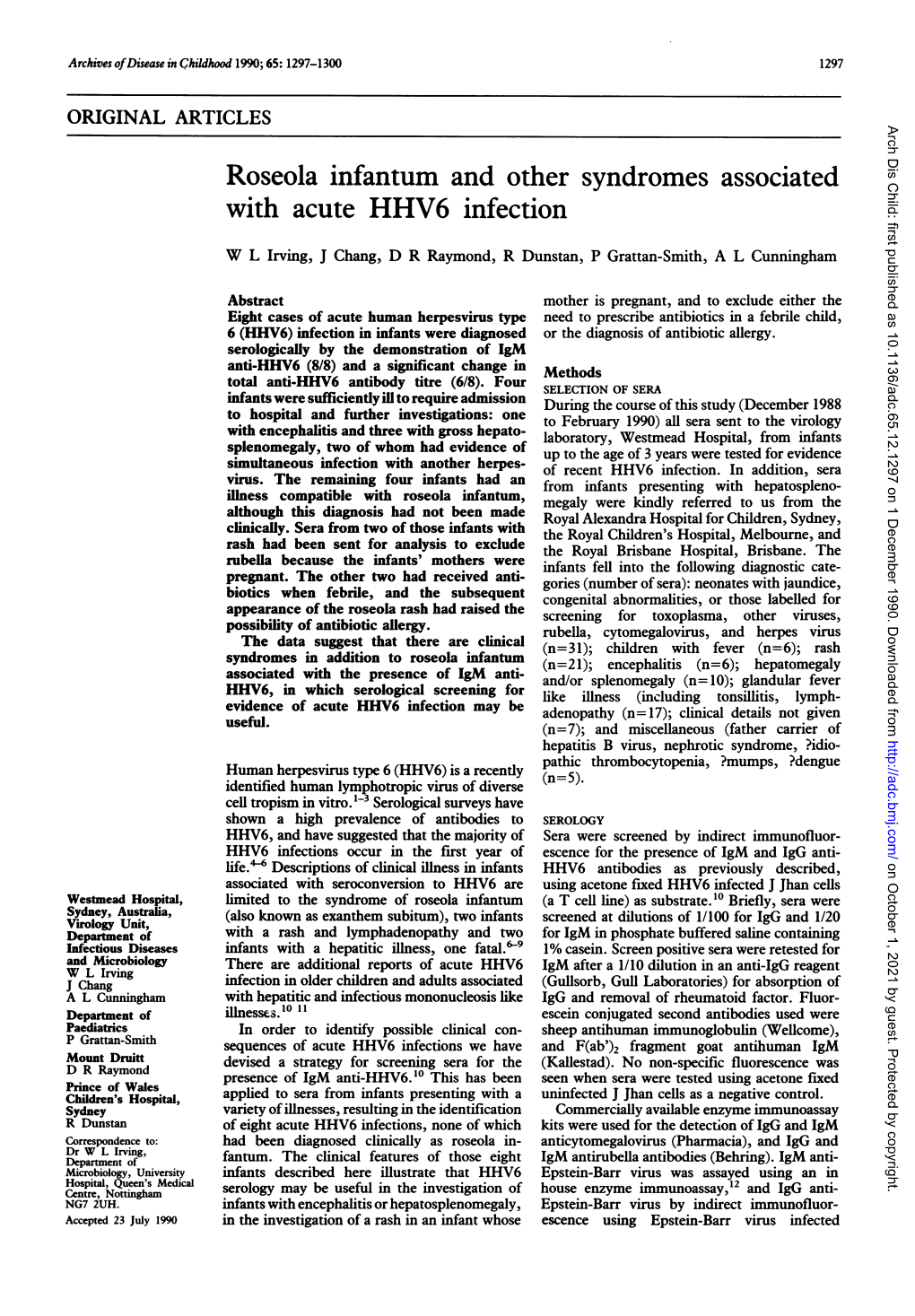 With Acute HHV6 Infection