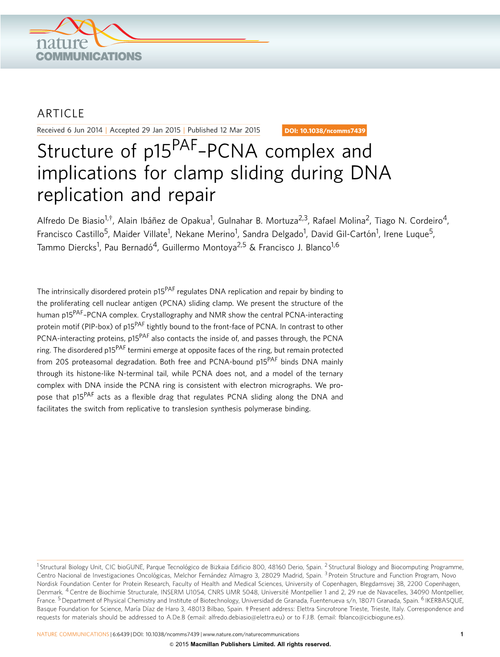 PCNA Complex and Implications for Clamp Sliding During DNA Replication and Repair
