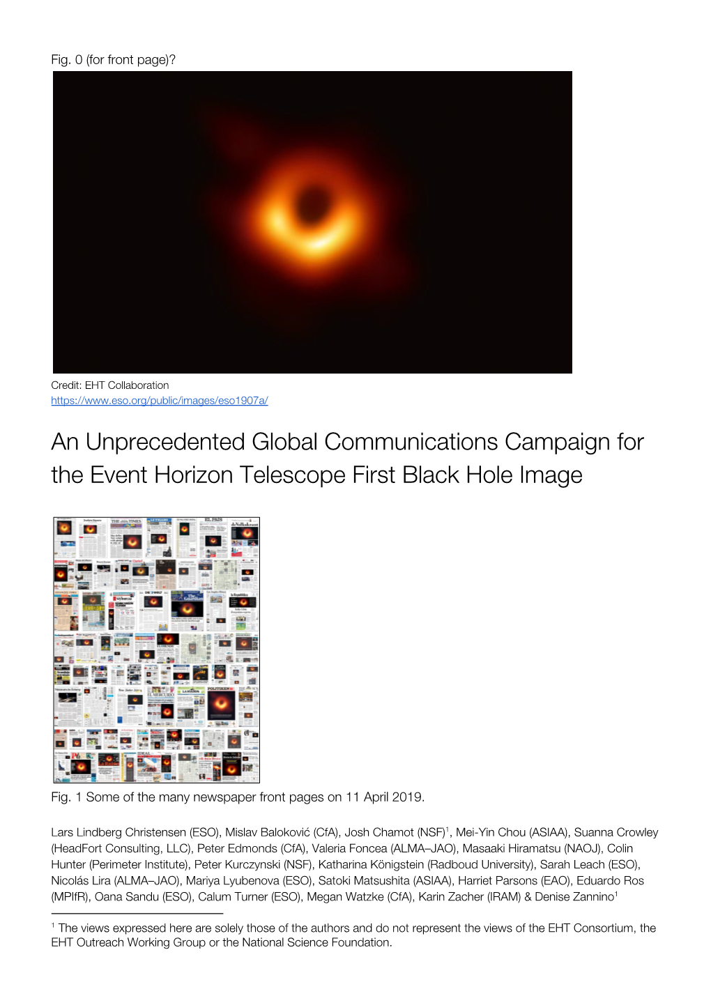 An Unprecedented Global Communications Campaign for the Event Horizon Telescope First Black Hole Image