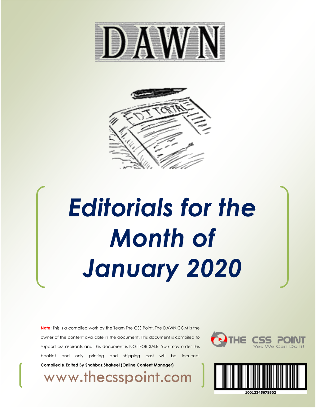 Editorials for the Month of January 2020