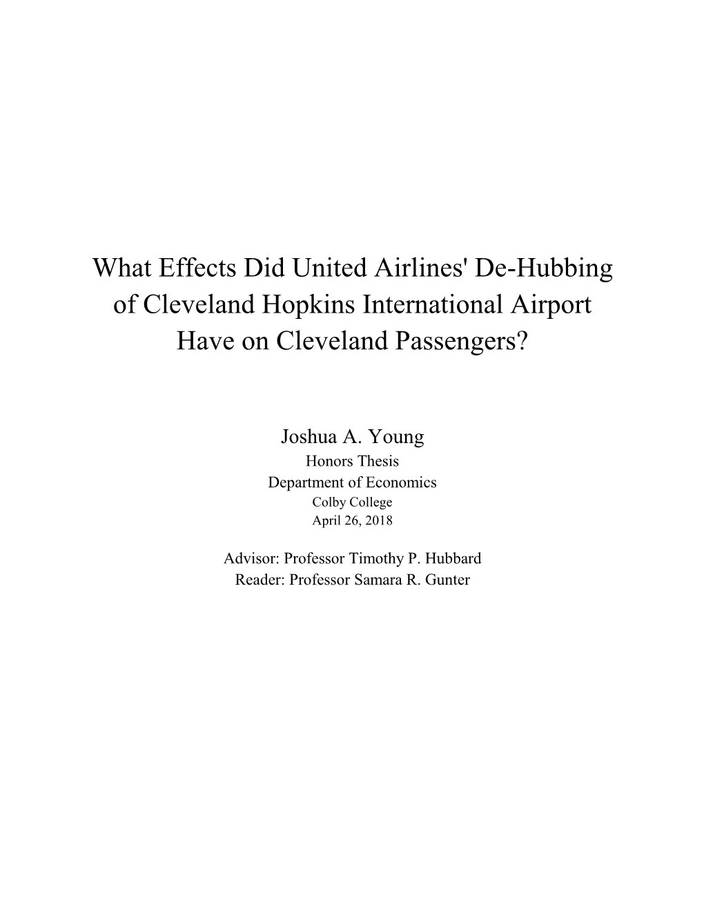 What Effects Did United Airlines' De-Hubbing of Cleveland Hopkins International Airport Have on Cleveland Passengers?