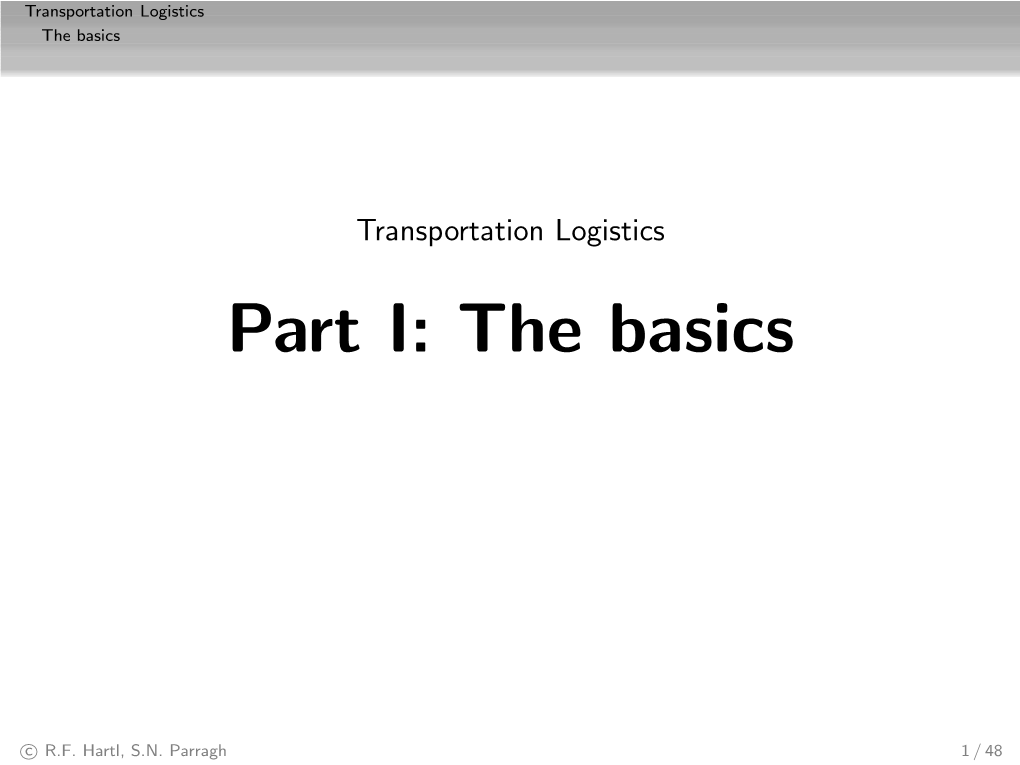 Transportation Logistics the Basics