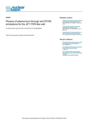 Physics of Plasma Burn-Through and DYON Simulations for the JET ITER-Like Wall