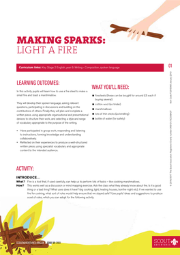 Making Sparks: Light a Fire