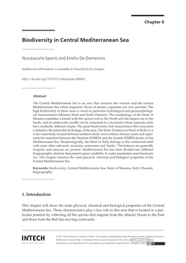 Biodiversity in Central Mediterranean Sea Nunziacarla Spanò and Emilio De Domenico