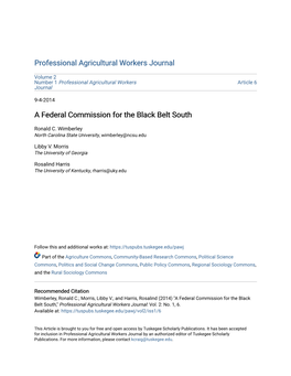 A Federal Commission for the Black Belt South