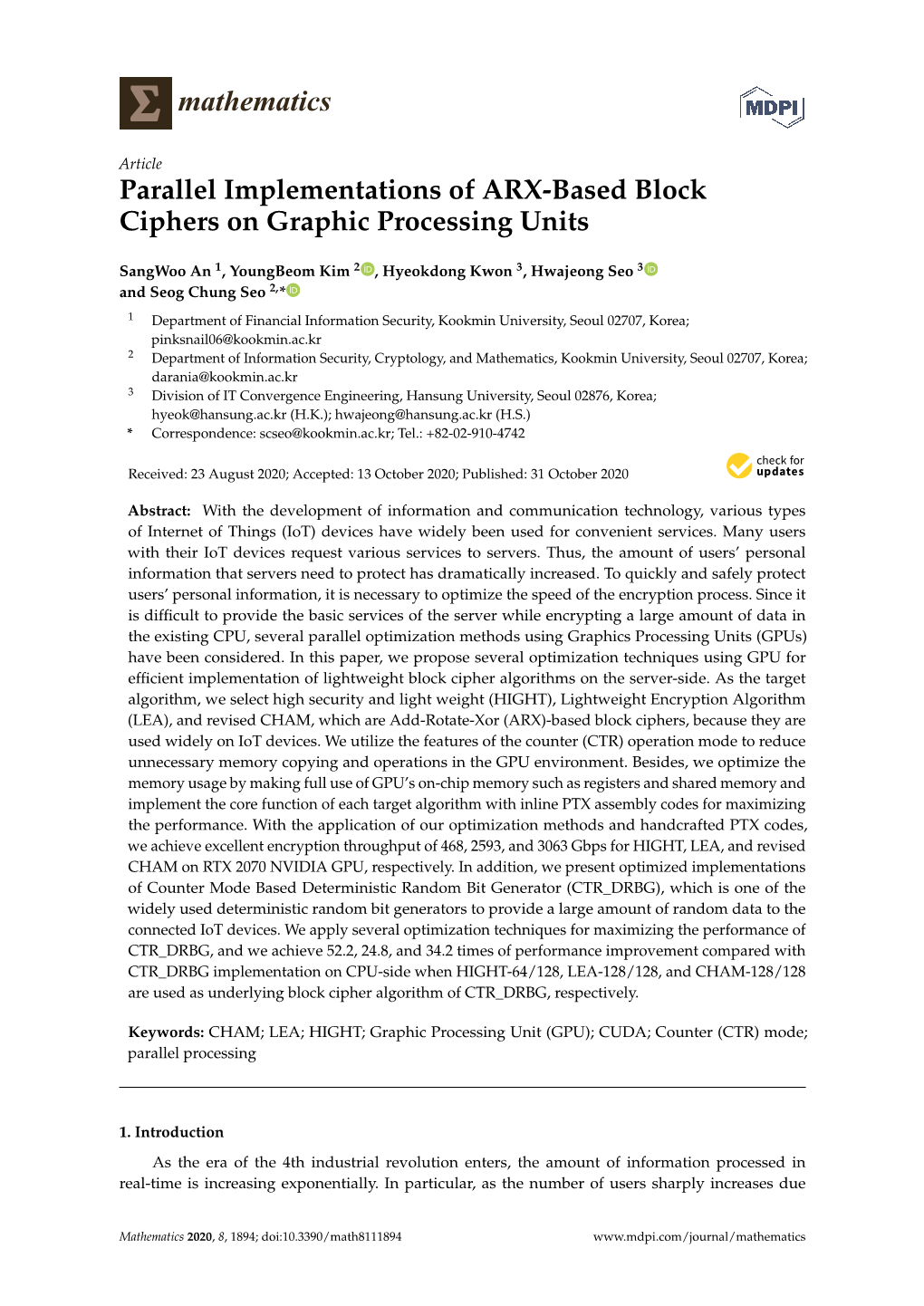 Parallel Implementations of ARX-Based Block Ciphers on Graphic Processing Units