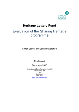 Evaluation of the Sharing Heritage Programme Dec 2015
