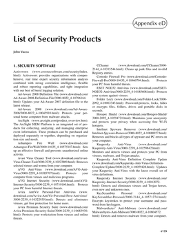 List of Security Products
