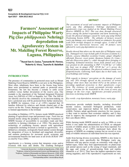 Farmers' Assessment of Impacts of Philippine Warty
