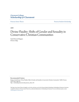 Shifts of Gender and Sexuality in Conservative Christian Communities Sarah Stewart Burgess Pomona College