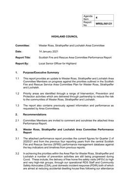 Scottish Fire and Rescue Area Committee Performance Report