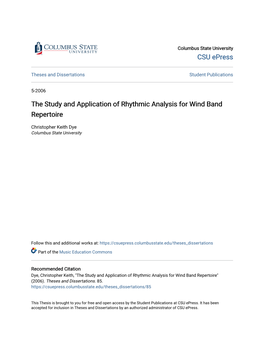 The Study and Application of Rhythmic Analysis for Wind Band Repertoire
