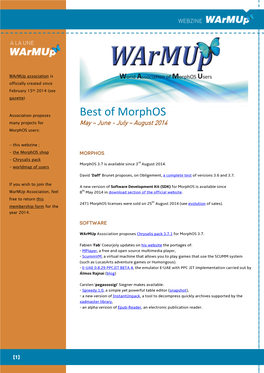 Best of Morphos Many Projects for May – June - July – August 2014 Morphos Users