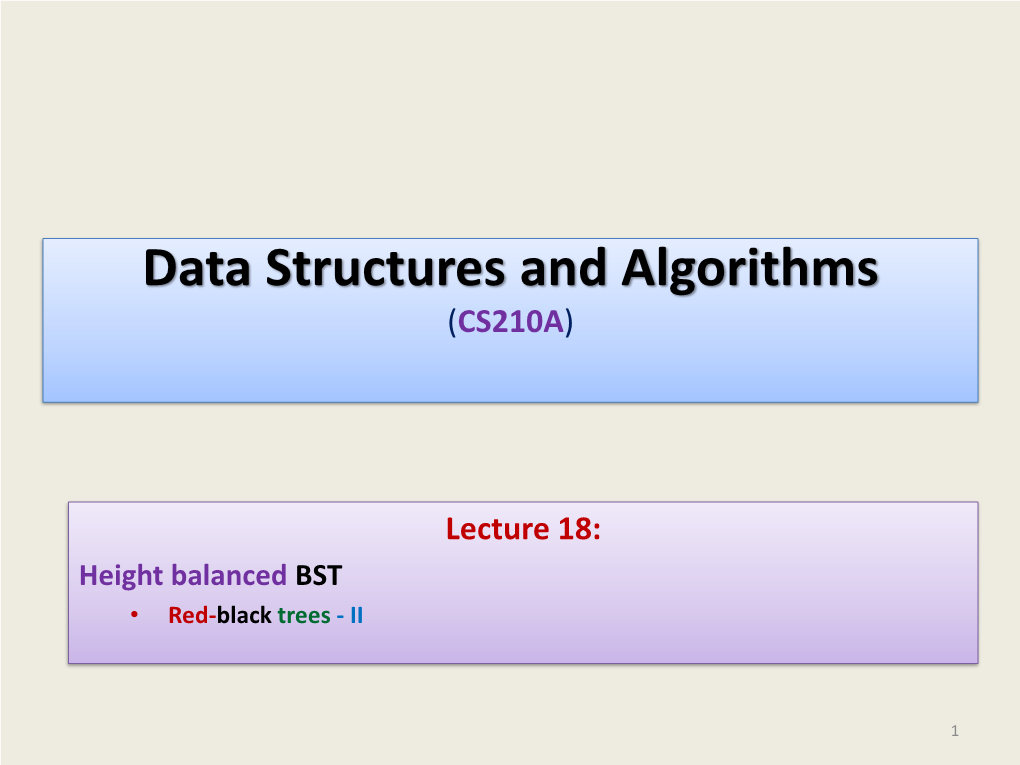 Data Structures and Algorithms (CS210A)