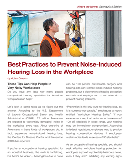 Best Practices to Prevent Noise-Induced Hearing Loss in the Workplace by Adam Dawson