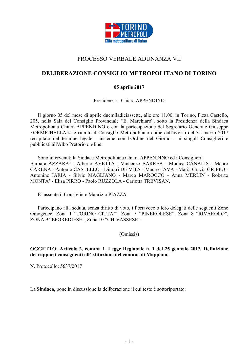 Processo Verbale Adunanza Vii