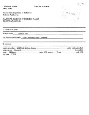 NFS Form 10-900 OMB No. 1024-0018 (Rev