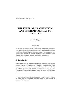 The Imperial Examinations and Epistemological Obstacles