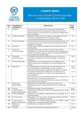 COMPTE-RENDU Réunion Du Conseil Communautaire 12