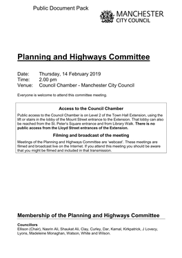 (Public Pack)Agenda Document for Planning and Highways Committee