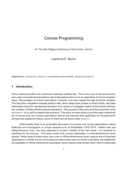 Convex Programming