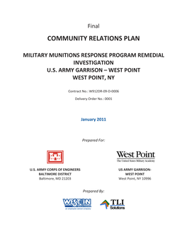 Community Relations Plan Military Munitions Response Program