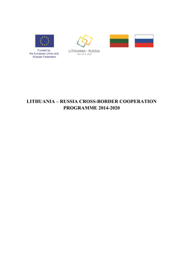 Lithuania – Russia Cross-Border Cooperation Programme 2014-2020