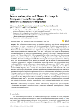 Immunoadsorption and Plasma Exchange in Seropositive and Seronegative Immune-Mediated Neuropathies