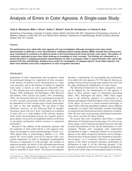 Analysis of Errors in Color Agnosia: a Single-Case Study