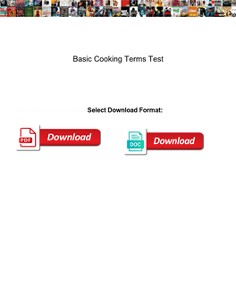 Basic Cooking Terms Test