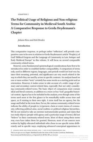 The Political Usage of Religious and Non-Religious Terms for Community in Medieval South Arabia: a Comparative Response to Gerda Heydemann’S Chapter
