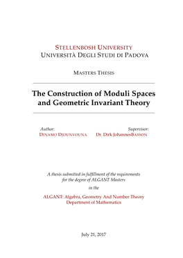 The Construction of Moduli Spaces and Geometric Invariant Theory