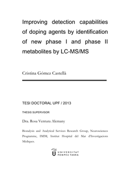 Improving Detection Capabilities of Doping Agents by Identification of New Phase I and Phase II Metabolites by LC-MS/MS