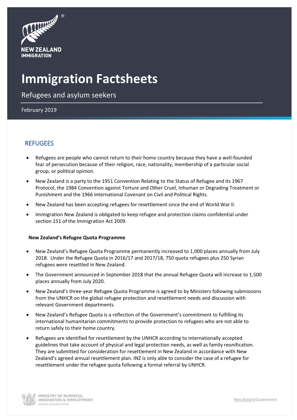 (PDF | 358.75 KB | Immigration Factsheets: Refugees