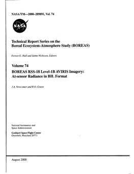 Volume 74 BOREAS RSS-18 Level-Lb AVIRIS Imagery