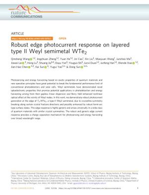 Robust Edge Photocurrent Response on Layered Type II Weyl Semimetal Wte2