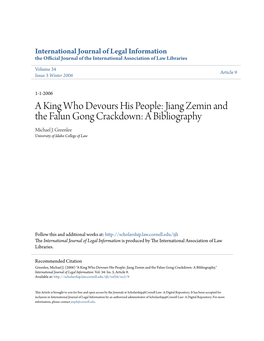 Jiang Zemin and the Falun Gong Crackdown: a Bibliography Michael J